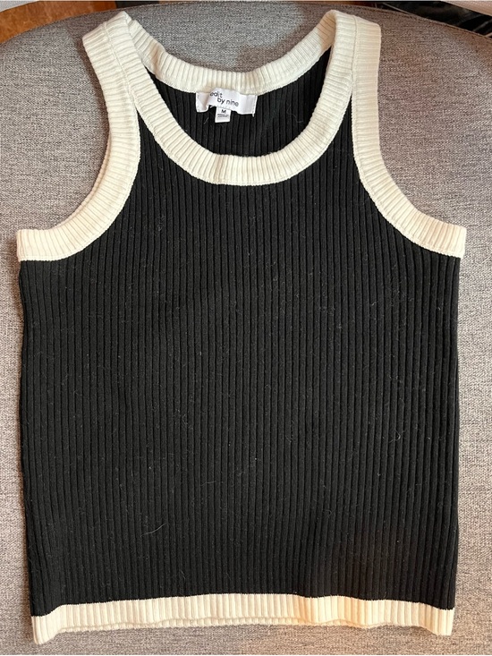 Edit By Nine Tops - Edit by Nine Ribbed Contrast Trim Knit Tank Top - Size Medium